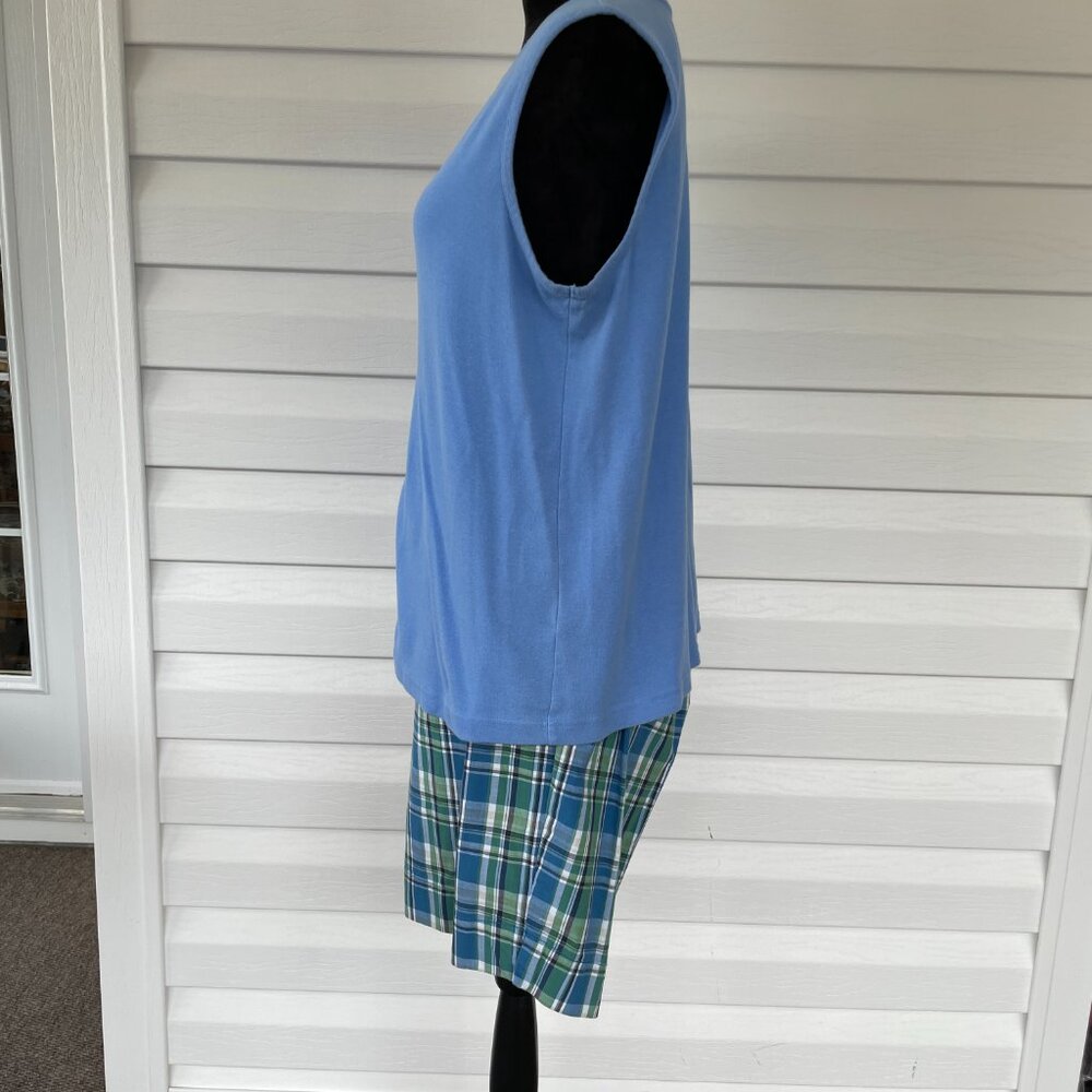 CJ BANKS Short Outfit Blue Plaid 18 W X - Picture 3 of 5